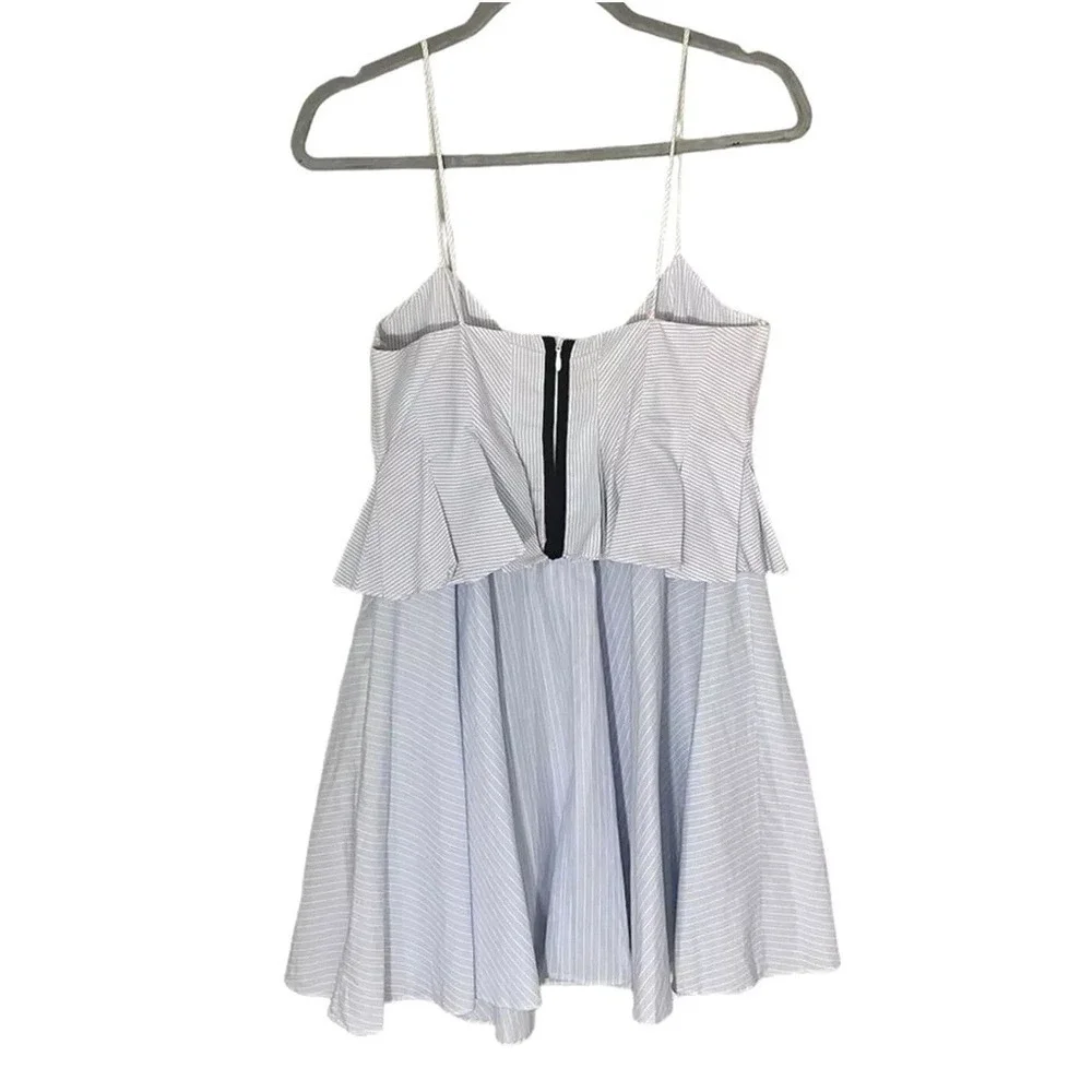 Zara‎ Peplum Dress Light Blue Pinstriped Mini Coastal Cottagecore Women's S